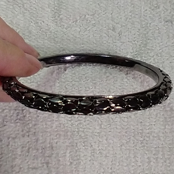 Gunmetal tone mesh solid Bangle bracelet metal - Picture 1 of 5